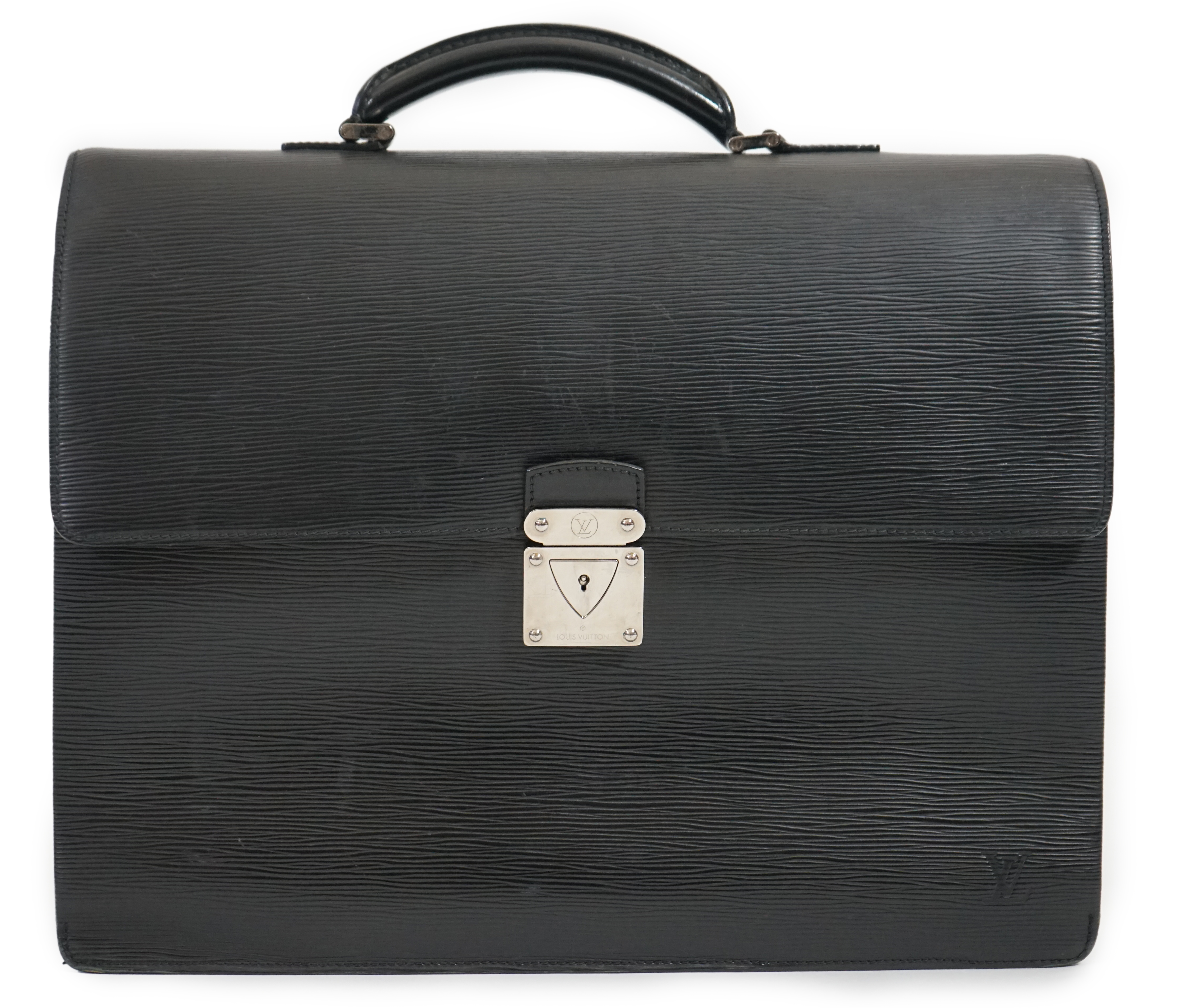 A Louis Vuitton Robusto briefcase in black taiga leather, width 41.5cm, height 33cm, depth 8cm